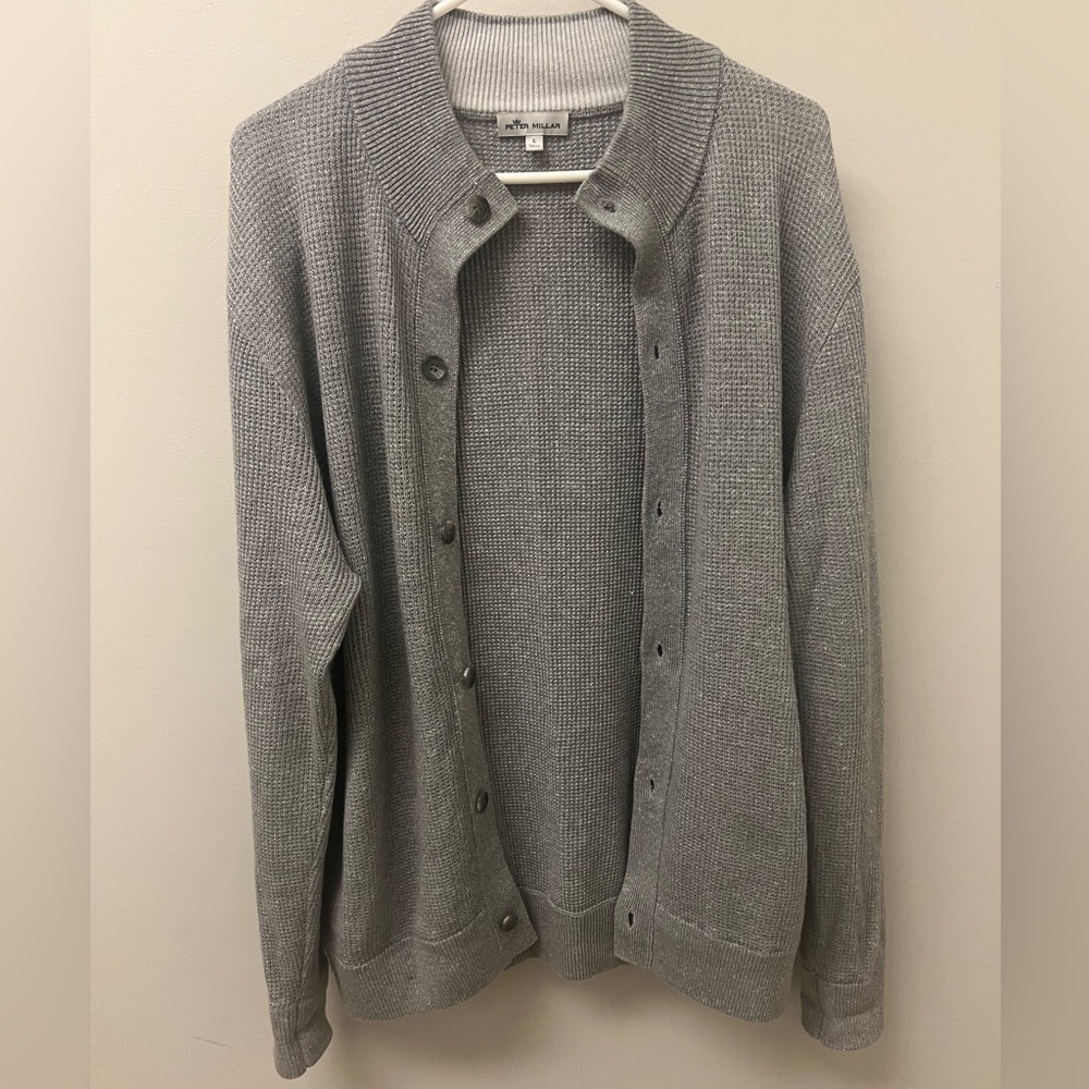 Peter Millar Light Gray Knit Cardigan Sweater